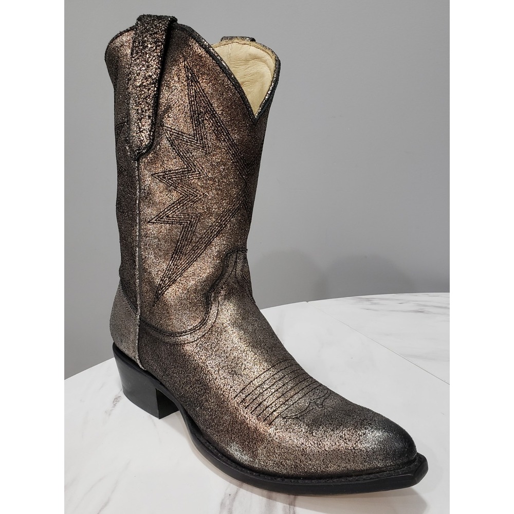 SABINERO SUN STAR Sabinero Metallic Leather Cowboy Boots Western celestial black